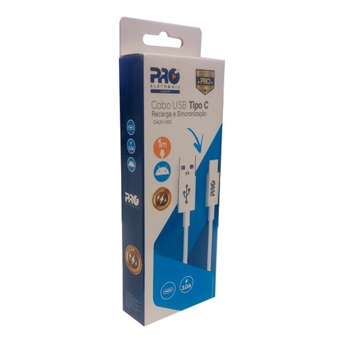 Cabo Usb X Tipo C 1m Dados E Recarga 3.0a Caus-100c Premium - Branco — foto 1