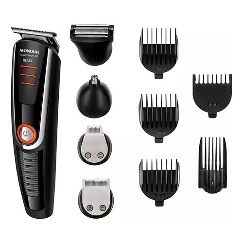 Aparador Mondial Barbeador Elétrico Barba Cabelo Bigode Bg-16 - Preto - 110V/220V — foto 1