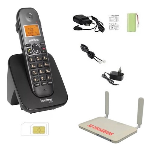 Aparelho Telefone Sem Fio P/ Chip 4g Desbloqueado Viva Voz - Preto/Cinza - 110V/220V — foto 1